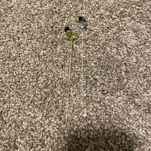 Vintage Bird blown glass stir sticks
